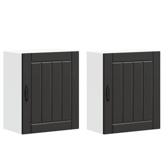 vidaXL Vidaxl Pensili Da Cucina 2 Pz Lucca In Legno Multistrato Nero