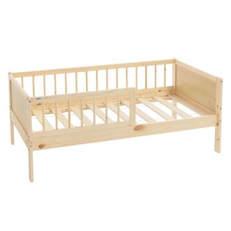 ML Design Ml-design - Cama Infantil Individual Natural(beige) 70x140cm Madera De Pino Maciza Con Somier De L&aacute;minas Y Protecci&oacute;n Antica&iacute;da Dise&ntilde;o Creativo Estruc