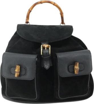 Gucci Pre-owned Vintage Leren Rugzak - Dames - Vintage Rugzakken - Zwart - ONE Size - Leer - Vintage