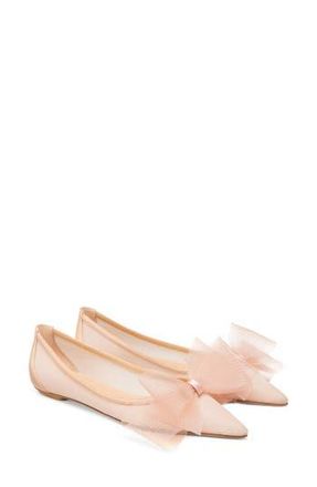 Stuart Weitzman Blushing Bow Pointed Toe Flat in Ginger at Nordstrom Rack, Size 6.5
