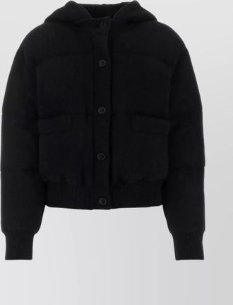 Prada hooded wool blend jacket with elastic cuffs