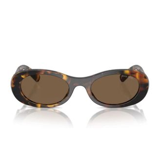 Miu Miu Oversized Oval Sunglasses in Dark Havana Acetate
