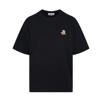 Maison Kitsun&eacute; Camiseta Negra con Parche de Zorro - Tops - Mujer - Negro - XS