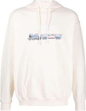 Dr&ocirc;le de Monsieur graphic-print cotton hoodie - men - Cotton - L - Neutrals