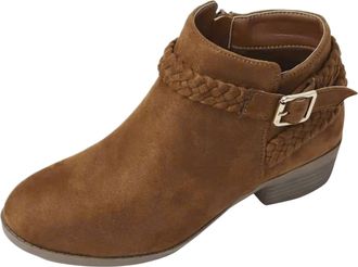 Generic Classic Versatile Women Ankle Boots with Braided Buckle Side Zipper Closure Mid Heel and Comfortable Square Toe Design for Timeless Everyday Style (Co