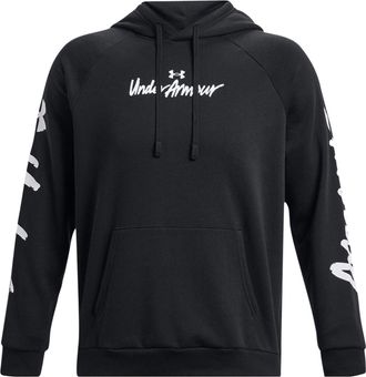 Under Armour Rival Fleece Graphic Hoodie Black White 1379760-001