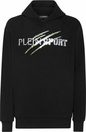 Plein Sport Hoodie Sweatshirt Chrome Scratch Edition - Heren - Sportshirts - Zwart - L - Katoen - Fitness