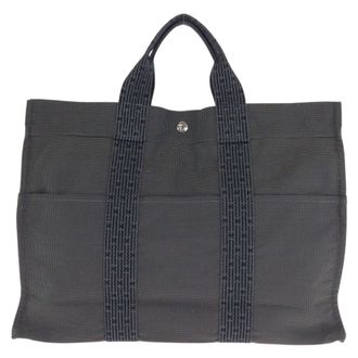 Herm&egrave;s Gray Polyamide Polyester Handbag Tote Bag (Pre-Owned)