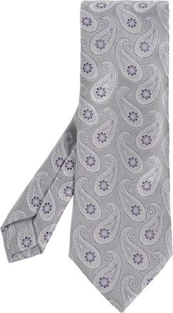 Etro Zijden Jacquard Stropdas met Paisley Motief - Heren - Stropdassen - Grijs - ONE Size - Leer - Accessoires