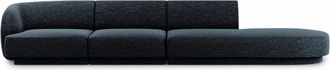 BLOOMINGLOFT 4-Sitzer Designsofa Miley mit Ottomane - Chenille Dunkelblau