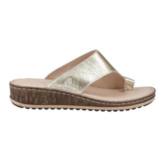 Hush Puppies Womens/Ladies Elissa Suede Toe Post Sandals (Gold) - Size UK 8