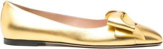 Valentino Garavani Bow-embellished Leather Ballet Flats