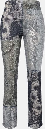 Maison Margiela Pantaloni slim patchwork con paillettes