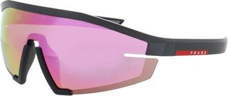 Prada Unisex Gunmetal Rectangular Sunglasses PS03ZS15P20A