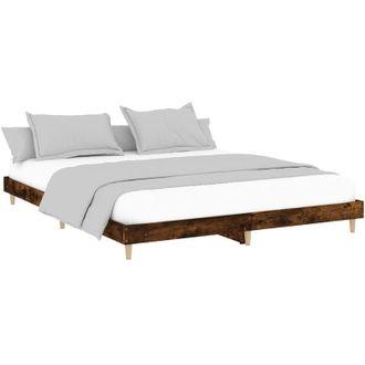 vidaXL Bed Frame without Mattress Smoked Oak 200x200 cm Engineered Wood Vidaxl