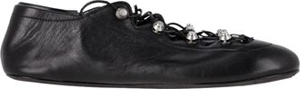 Alexander Wang Vyolette Lace-Up Flats in Black Leather