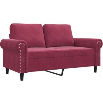 vidaXL Sof&aacute; De 2 Plazas De Terciopelo Rojo Tinto 120 Cm Vidaxl