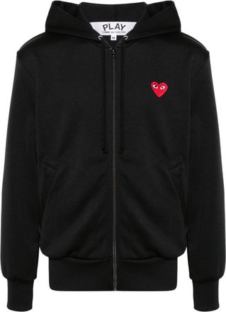 Comme Des Gar&ccedil;ons Black Logo zipped cotton hoodie