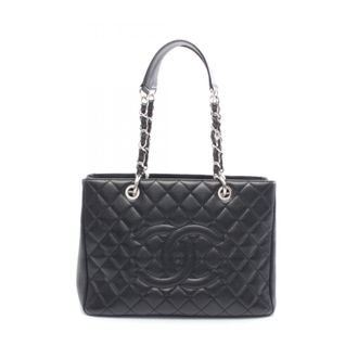 Chanel Black Leather Handbag Tote Bag (Pre-Owned)