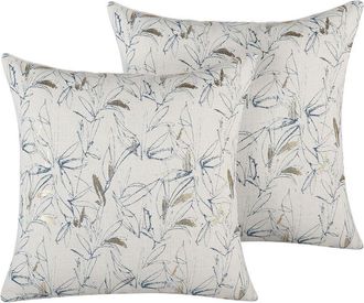 Beliani Conjunto De Cojines Decorativos Con Motivo Floral Beige 45 X 45 Cm Decoraci&oacute;n Moderna Retro Arbor