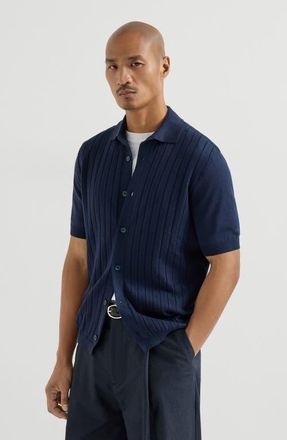 Brunello Cucinelli Knit shirt in Navy Blue at Nordstrom, Size 60 It