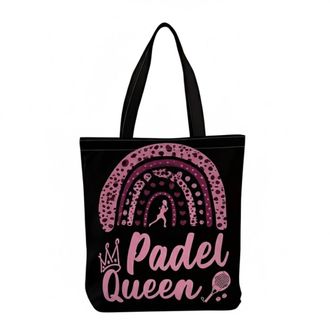 Generic Padel Queen Black Tote Shoulder Bag | Durable Tote Bags For Women | Perfect For Beach, Gym, Shopping & Daily Use - Stylish Black Tote Bags | Perfect P