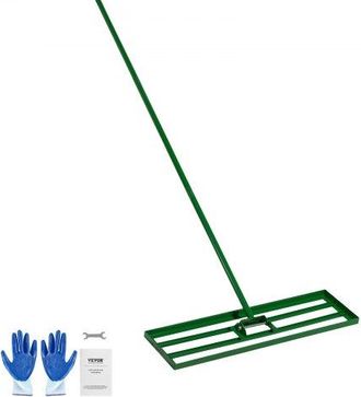 OEM Rastrillo Nivelador De C&eacute;sped 910 X 250 Mm, Rastrillo De Nivelaci&oacute;n De C&eacute;sped, Mango Largo De 1981 Mm, Guantes Incluidos, Acero Y Aleaci&oacute;n Aluminio, H