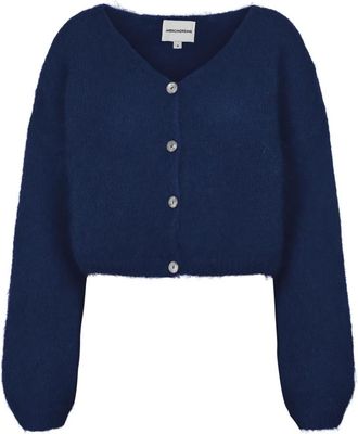 Americandreams Cornelia Cropped Cardigan - Dames - Vesten - Blauw - M - Wol - Truien & Vesten