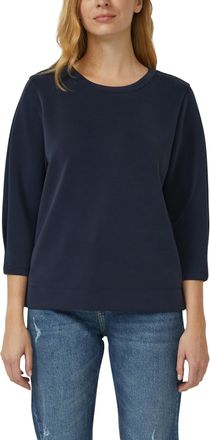 s.Oliver Sweatshirt S.OLIVER, Damen, Gr. 34, navy, Sweatware, Obermaterial: 47% Modal, 41% Polyester, 12% Elasthan, unifarben, bequem h&uuml;ftbedeckend, Rundhals, 