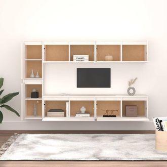 Berkfield Home TV Cabinets 6 pcs White Solid Wood Pine