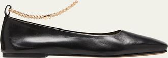 MARIA LUCA Augusta Ankle-Chain Leather Ballerina Flats