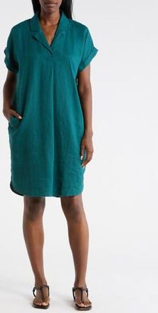 Eileen Fisher Notch Collar Linen Shirt Dress in Aegean at Nordstrom Rack, Size Xx-Small