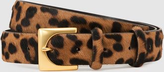 Reiss Animal Pony-hair Leopard Square-buckle Belt, XS