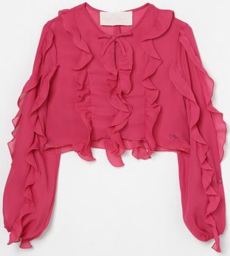 Blumarine Blusa Miss Blumarine in cr&ecirc;pe con rouches