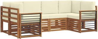 vidaXL Conjunto De Sof&aacute;s De Exterior 6 Uds. Natural Y Crema Vidaxl