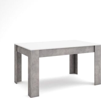 Skraut Home Skraut Home - Mesa Comedor, Mesa Fija Cocina Y Sal&oacute;n, 140x90x76 Cm, Para 6 Comensales, Muebles Comedor, Estilo Moderno, Blanco Y Gris Cemento