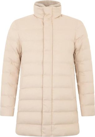 Herno Gewatteerde jas met gebreide kraag - Heren - Winterjassen - Beige - M - Kasjmier - Jassen