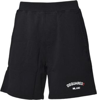 Dsquared2 Relaxed Fit Black Shorts With Logo Detail