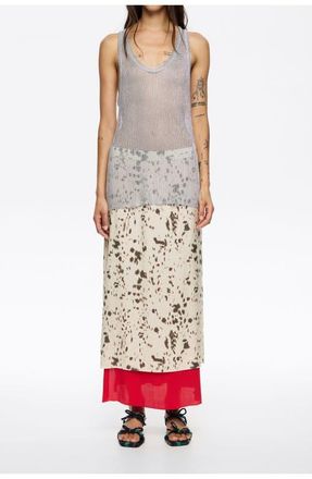 Bimba & Lola Lynx Contrast Hem Skirt in Lynx Ivory at Nordstrom, Size X-Small Eu