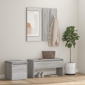 vidaXL Vidaxl - Set De Muebles De Recibidor Madera Contrachapada Gris Sonoma