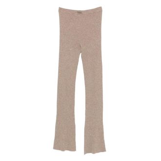 Pinko Wide Trousers, female, Beige, S, Beige Trousers for Women