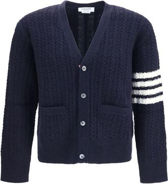 Thom Browne Blue Wool Oves Aries Mens Cardigan