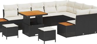 vidaXL Garden Sofa Set with Cushion with Storage Black Poly rattan vidaXL