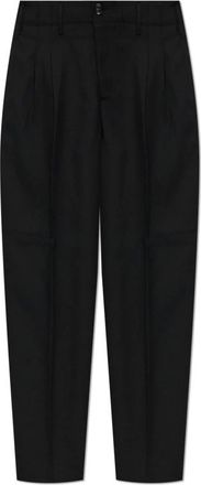 Ami Broeken, Heren, Zwart, W42, Wol, Wol zijden broek met twee plooien