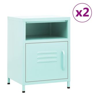 Berkfield Home Nightstands 2 pcs Mint 35x35x51 cm Steel in Green | Size: 35 x 35 x 51 cm