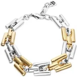 UNOde50 Half Sterling Silver Half 18K Gold Plated Bracelet with Links in Silver And Gold at Nordstrom, Size Medium
