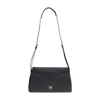 Pinko Automatische Schoudertas met Knop van Imitatieleer - Dames - Schoudertassen - Zwart - ONE Size - Leer - Tassen