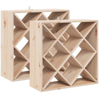 vidaXL Wine Rack 2 pcs Natural 62 x 25 x 62 cm Solid Pine Wood vidaXL