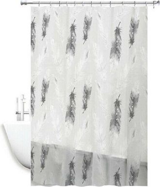 Trade Shop Trade Shop - Tenda Per Doccia Impermeabile Tessuto Pvc 12 Ganci In Plastica Piume 180x200cm