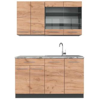 Vicco Cocina Para Solteros Fame-line, Oro Power Roble/antracita, 140 Cm, Et M&aacute;rmol